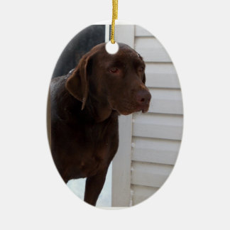 Ornement En Céramique Chocolat labrador retriever