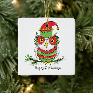 Ornement En Céramique Chouette amusante Noël mignonne Enfants