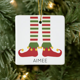 Ornement En Céramique Christmas Elf Kids NOM Festif Vacances Amusants