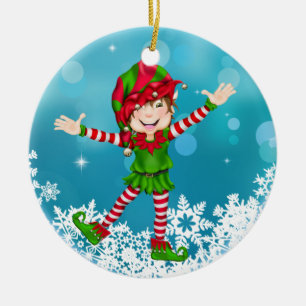 Ornement En Céramique Christmas Happy Elf - SRF