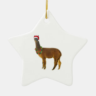 Ornement En Céramique Christmas Holiday Alpaca