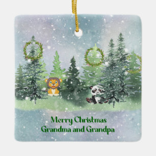 Ornement En Céramique Christmas in the Forest for Grandparents
