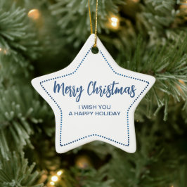 Ornement En Céramique Christmas Message Snowflake Photo Star