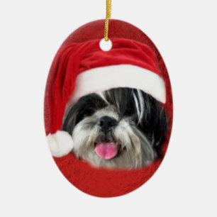 Ornement En Céramique Christmas Shih Tzu