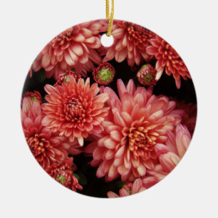 Ornement En Céramique Chrysanthèmes rouges riches