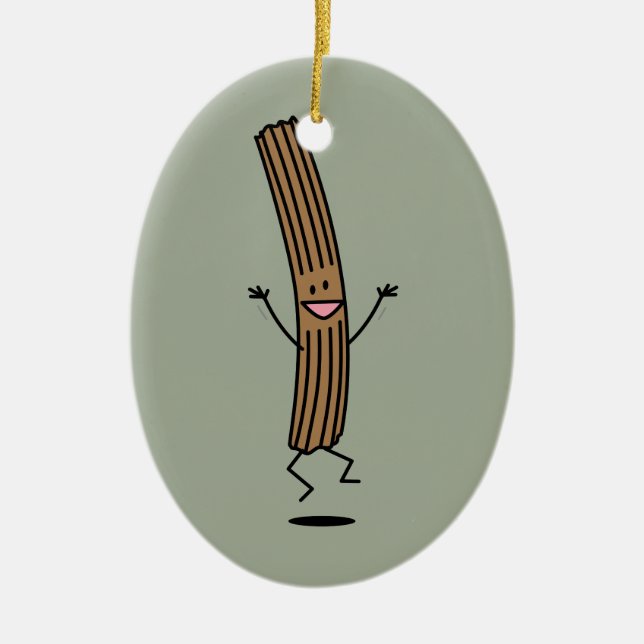 Ornement En Céramique Churro sautant encourageant (Devant)