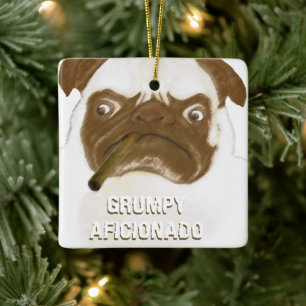 Ornement En Céramique Cigar à puggy Grumpy AFICIONADO personnalisé