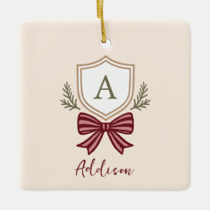Ornement En Céramique Cimier de monogramme personnalisé Noël