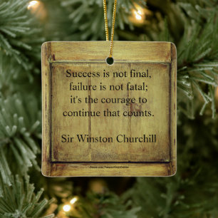 Ornement En Céramique Citation de Winston Churchill ; Succès Bois Vieill