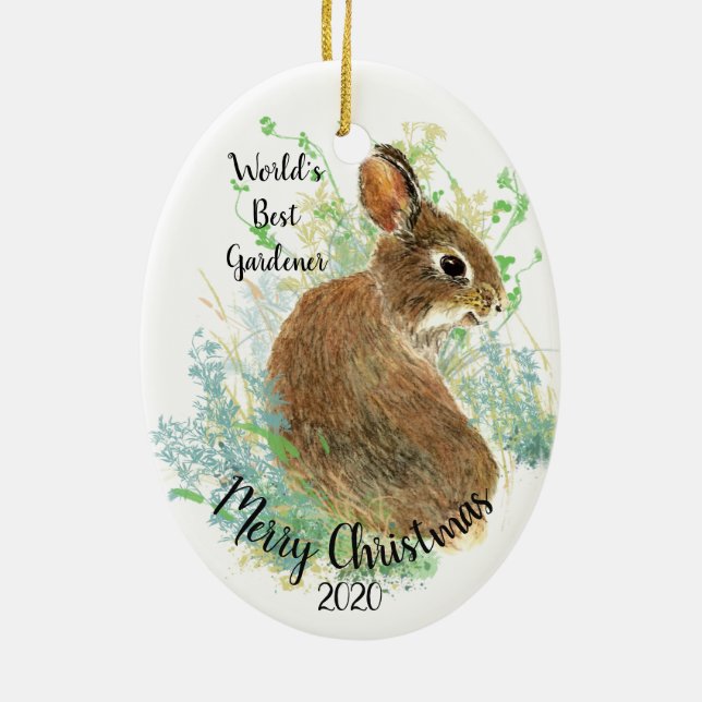 Ornement En Céramique Citation du meilleur jardinier du monde de Noël (Dos)