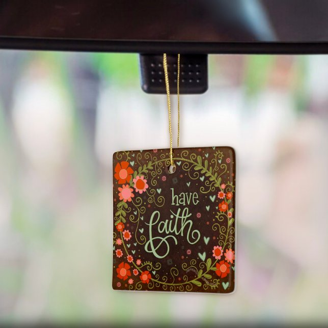 Ornement En Céramique Citation Florale Inspirant Faith Plutôt Inspiritis (Créateur téléchargé)