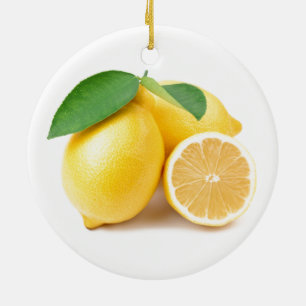 Ornement En Céramique Citrons jaunes clairs et frais