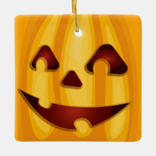Ornement En Céramique Citrouille sculpté souriant design Halloween