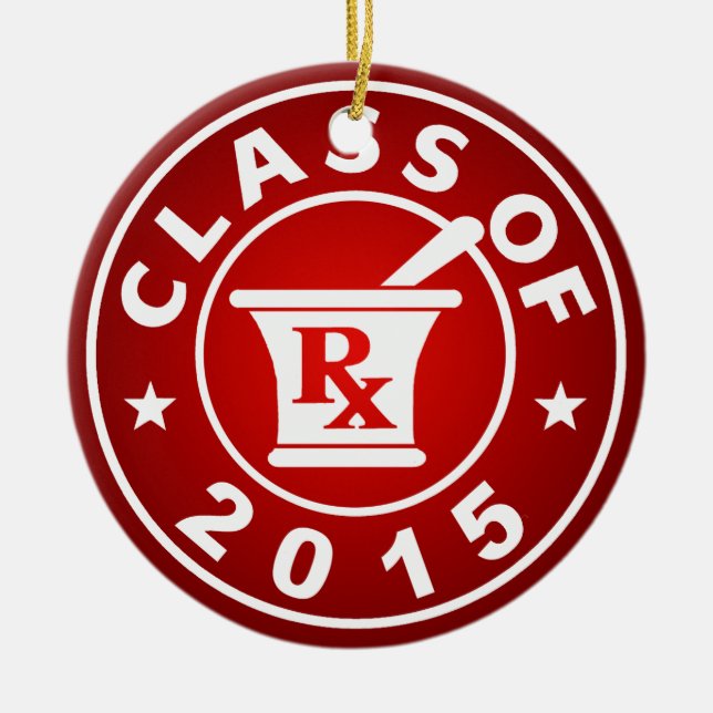 Ornement En Céramique Classe de la pharmacie 2015 (Devant)