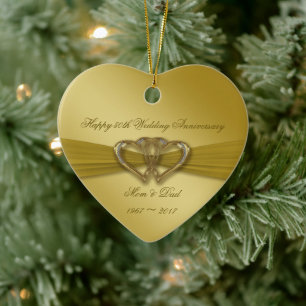 Ornement En Céramique Classic Golden 50e anniversaire de Mariage