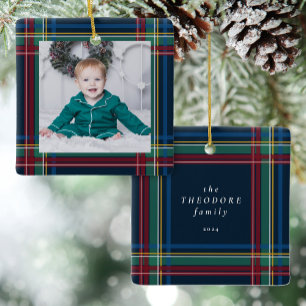 Ornement En Céramique Classic Noël plaid un jour férié photo