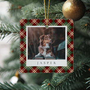 Ornement En Céramique Classic Red Green Plaid Personnalisé Animaux de Co