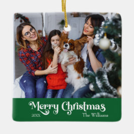 Ornement En Céramique Classique Simple Joyeux Noël Vert