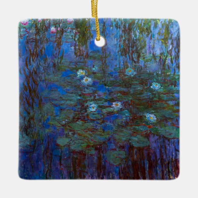 Ornement En Céramique Claude Monet - Lys d'Eau Bleue (Devant)