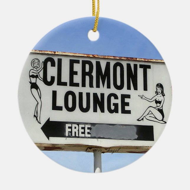 Ornement En Céramique Clermont Lounge, Atlanta, Géorgie, Joyeux Noël (Devant)