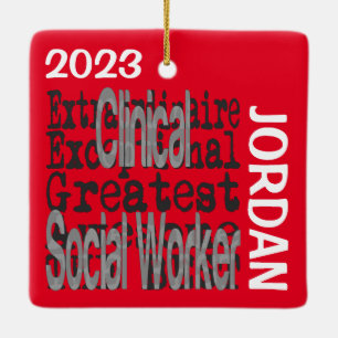 Ornement En Céramique Clinique Social Worker Extraordinaire CUSTOM