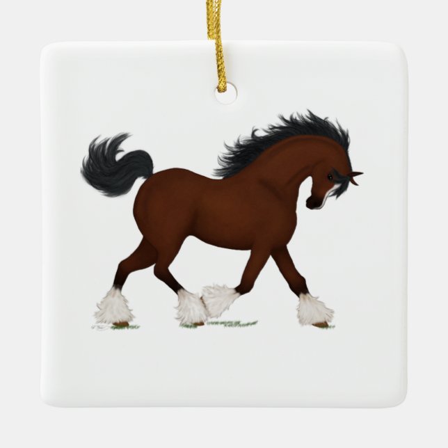Ornement En Céramique Clydesdale Horse Personnalisé Noël équestre (Devant)