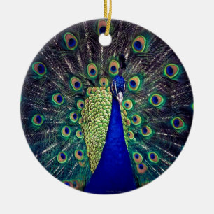 Ornement En Céramique Cobalt Blue Peacock