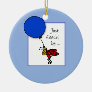 Ornement En Céramique Coccinelle avec ballon bleu, pensant à vous