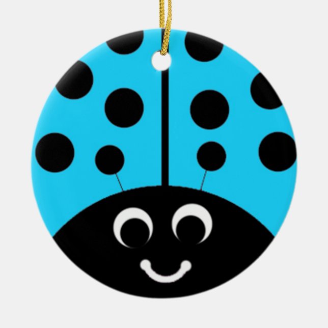 Ornement En Céramique coccinelle bleue (Devant)