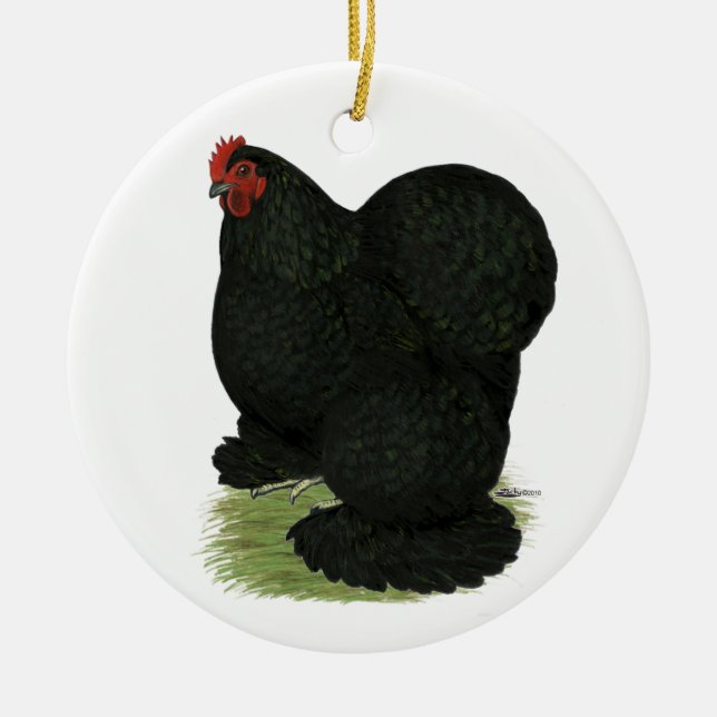 Ornement En Céramique Cochin :  Poule noire (Devant)
