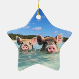 Ornement En Céramique Cochon de bain mignon Exuma Bahamas