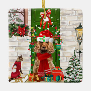 Ornement En Céramique Cocker Spaniel Chien Noël