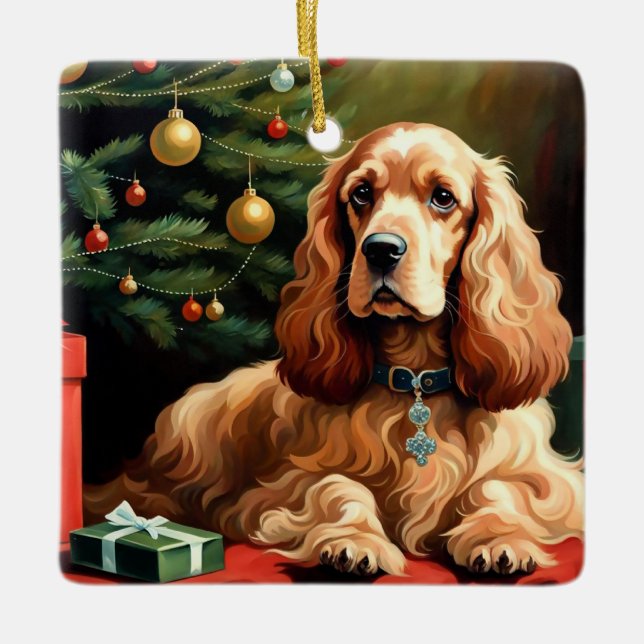 Ornement En Céramique Cocker Spaniel Christmas (Devant)