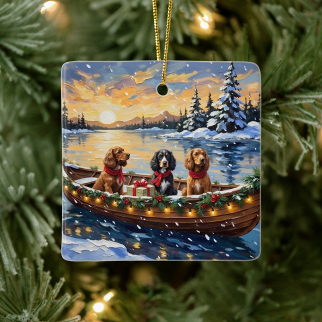 Ornement En Céramique Cocker Spaniel Christmas Boat Holiday (Arbre)