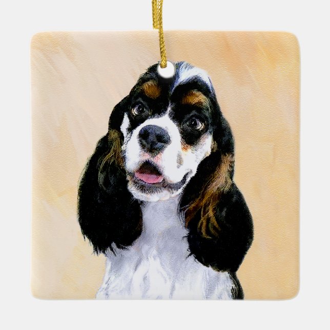 Ornement En Céramique Cocker Spaniel (Parti) Peinture - Art Chien origin (Devant)
