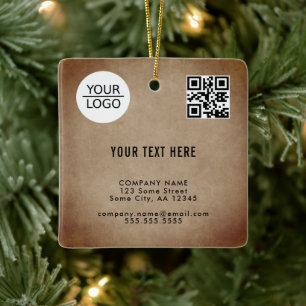 Ornement En Céramique Code QR Rustique Ajouter Logo Texte Promotion Cade