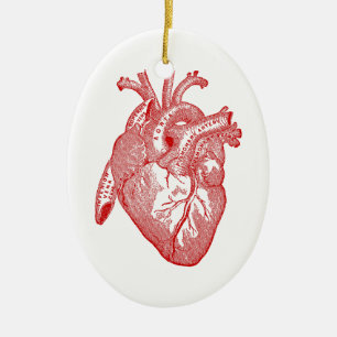 Ornement En Céramique Coeur Anatomique Rouge
