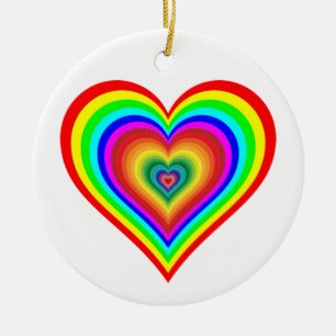 Ornement En Céramique Coeur arc-en-ciel