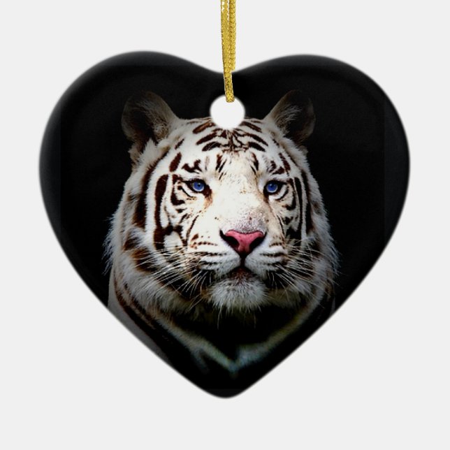 Ornement En Céramique Coeur blanc de tigre (Devant)