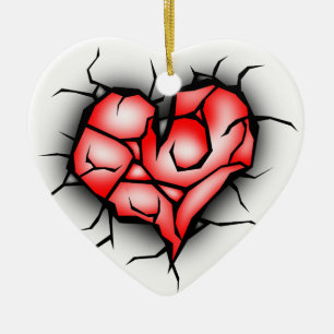 Ornement En Céramique Coeur brisé et brisé