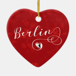 Ornement En Céramique Coeur de Berlin, Arbre de Noël, Allemagne