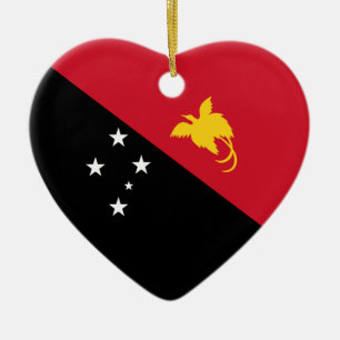 Ornement En Céramique Coeur de drapeau de la Papouasie-Nouvelle-Guinée