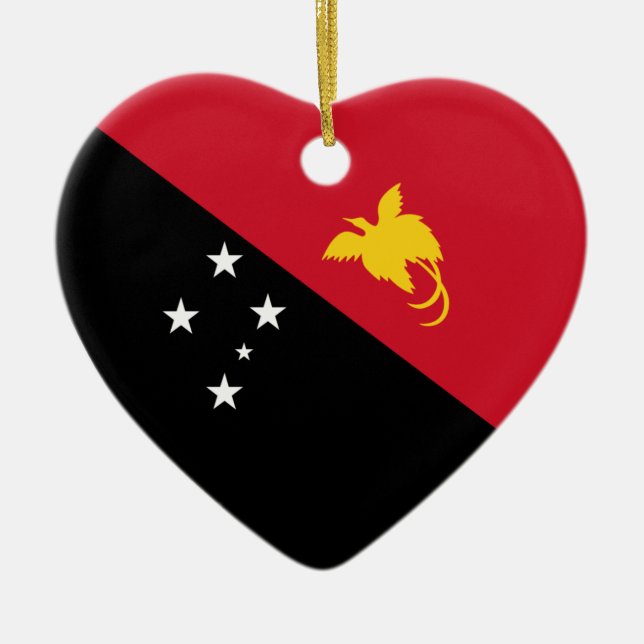Ornement En Céramique Coeur de drapeau de la Papouasie-Nouvelle-Guinée (Devant)