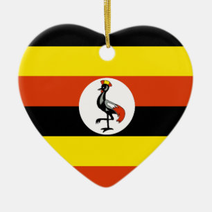 Ornement En Céramique Coeur de drapeau de l'Ouganda