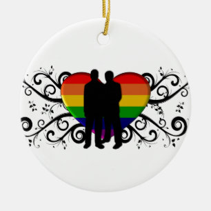 Ornement En Céramique Coeur de gay pride pour les hommes