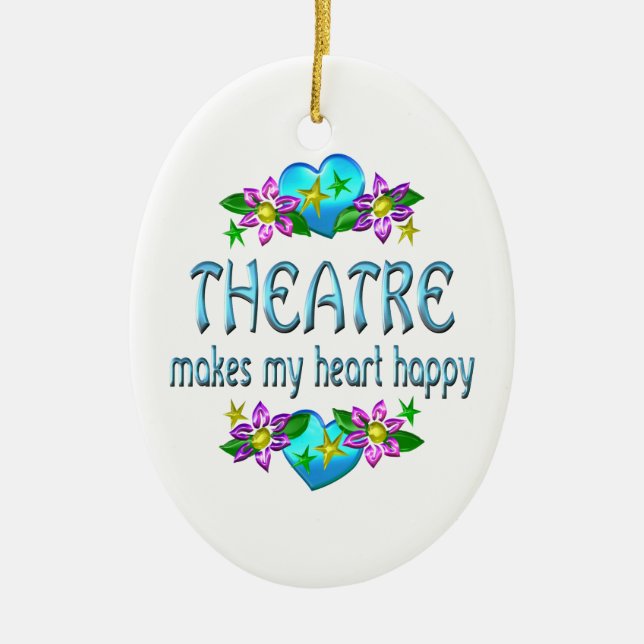 Ornement En Céramique Coeur de théâtre heureux (Devant)