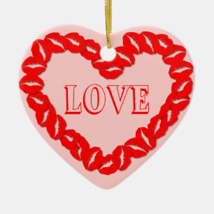 Ornement En Céramique Coeur des lèvres baisées