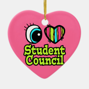 Ornement En Céramique Coeur des yeux lumineux J'aime Conseil étudiant