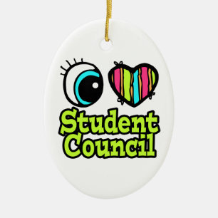 Ornement En Céramique Coeur des yeux lumineux J'aime Conseil étudiant