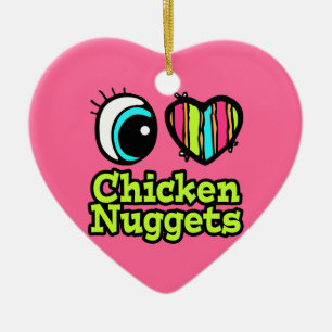 Ornement En Céramique Coeur des yeux lumineux J'aime les nuggets de poul